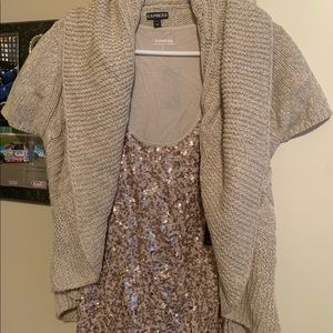 Express Sequin tank w/ Shaw Collar Sweater - NWT